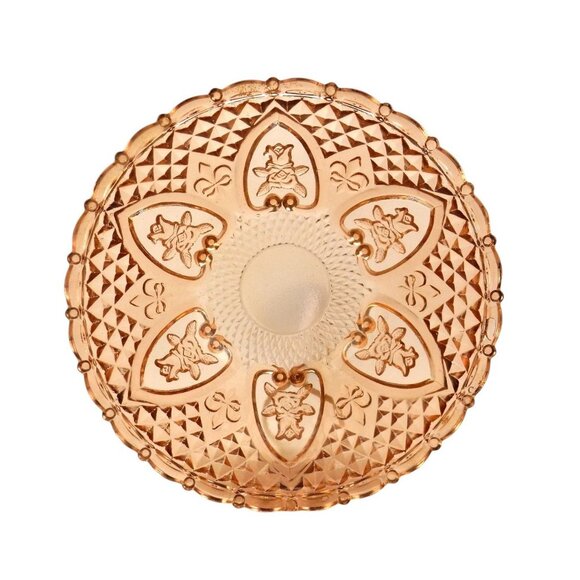 Vintage Pressed Glass Diamonds & Thumbprints Serving Bowl - Picture 2 of 10